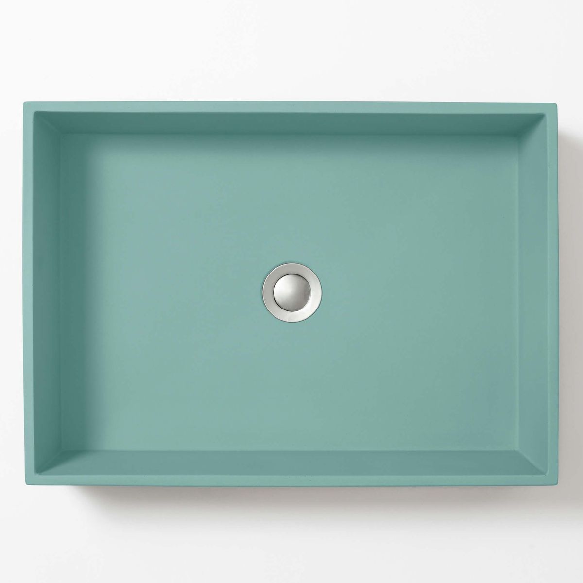 Baly Large Rectangular Concrete Vessel Basin - Aqua