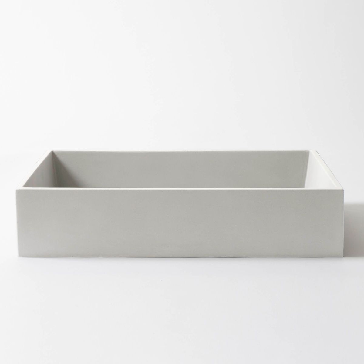 Baly Large Rectangular Concrete Vessel Basin - Light Grey