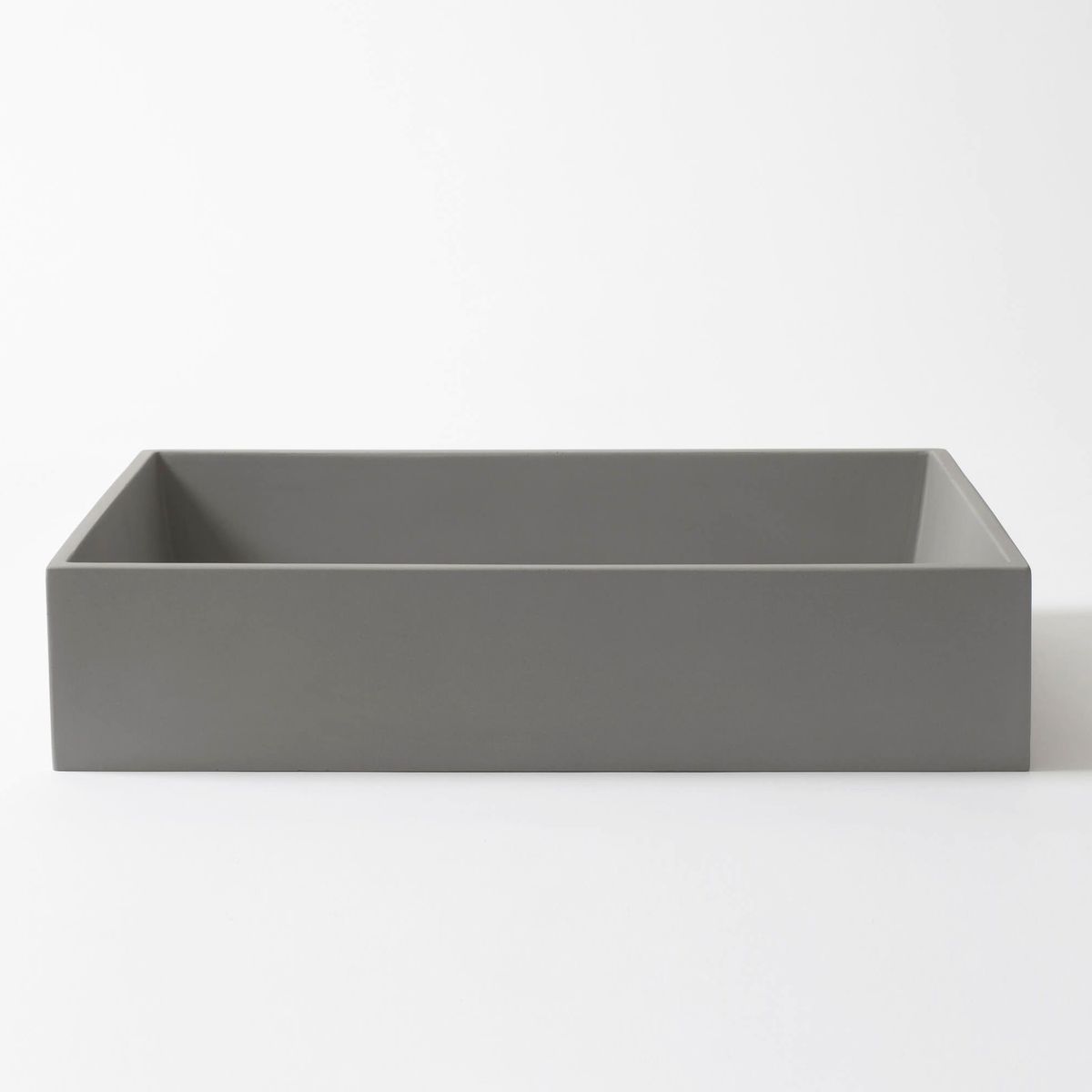 Baly Large Rectangular Concrete Vessel Basin - Mid Grey