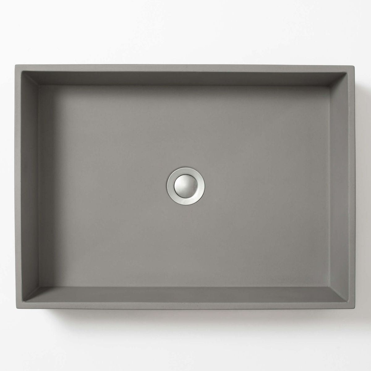 Baly Large Rectangular Concrete Vessel Basin - Mid Grey