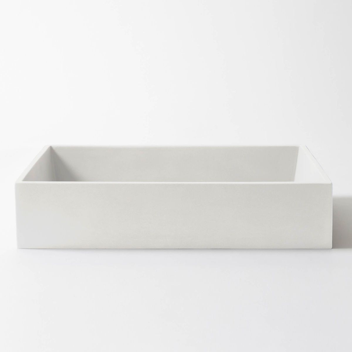Baly Large Rectangular Concrete Vessel Basin - White