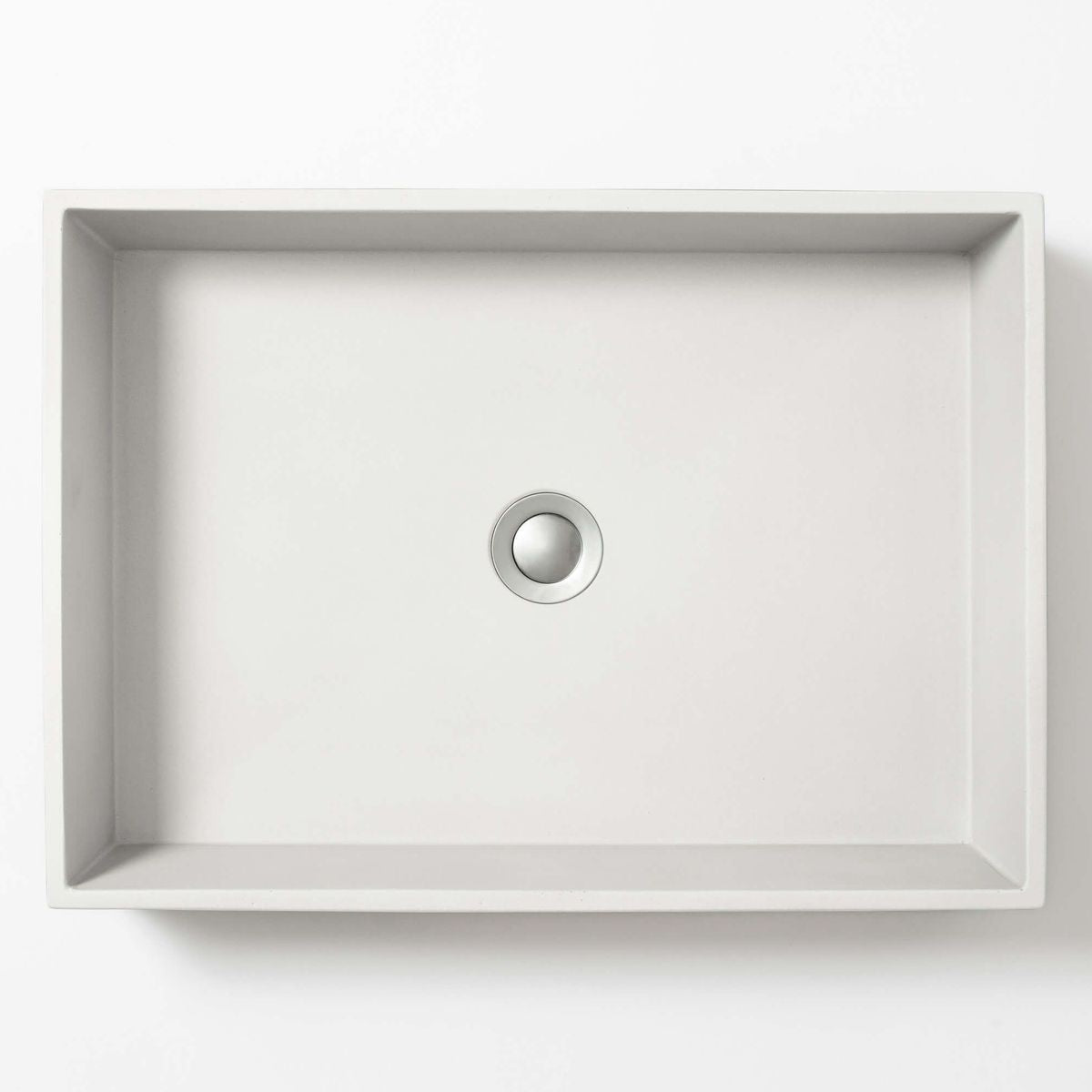 Baly Large Rectangular Concrete Vessel Basin - White