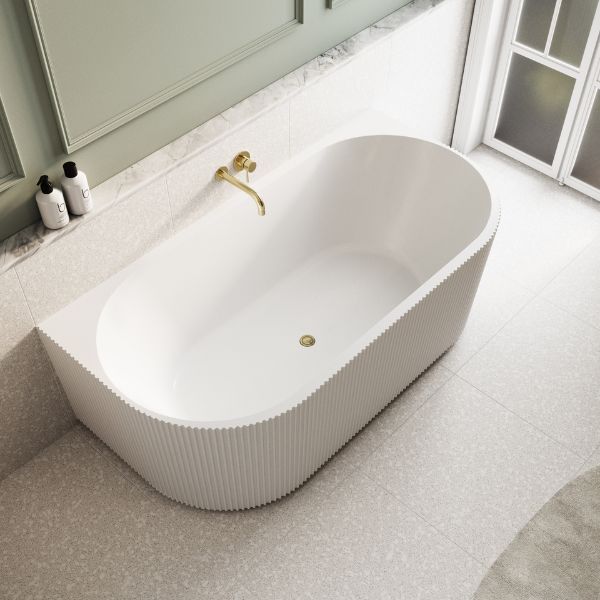 Bao Fluted 1500mm Back to Wall Bath in Matte White