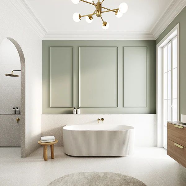 Bao Fluted 1500mm Back to Wall Bath in Matte White