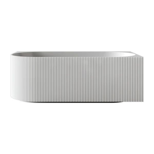Bao Fluted 1500mm Back to Corner Bath in Matte White - Right Hand