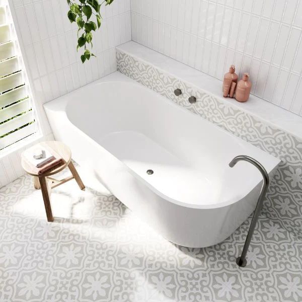 Bao Elegant 1500mm Back to Corner Bath in Matte White - Left Hand
