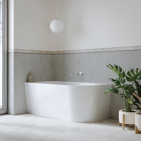 Bao Bon 1500mm Back to Corner Bath in Gloss White - Left Hand