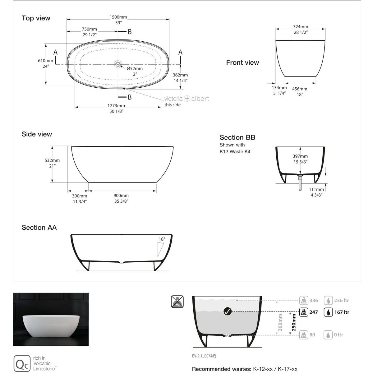 Victoria + Albert Barcelona 1500 Bath, Gloss White