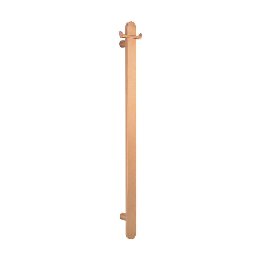 Radiant Heated Vertical Flat Bar Towel Rail 50 x 930mm - Brushed Copper