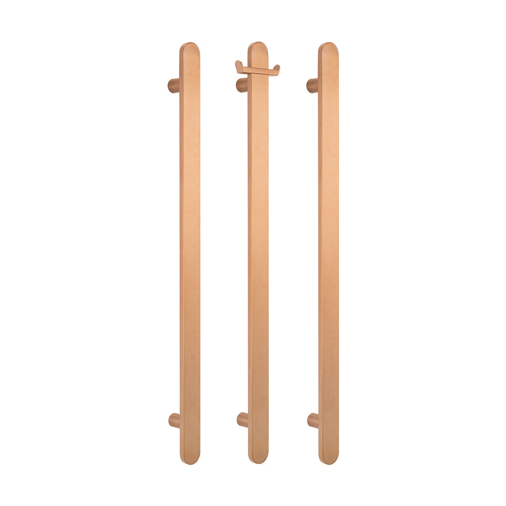 Radiant Heated Vertical Flat Bar Towel Rail 50 x 930mm - Brushed Copper