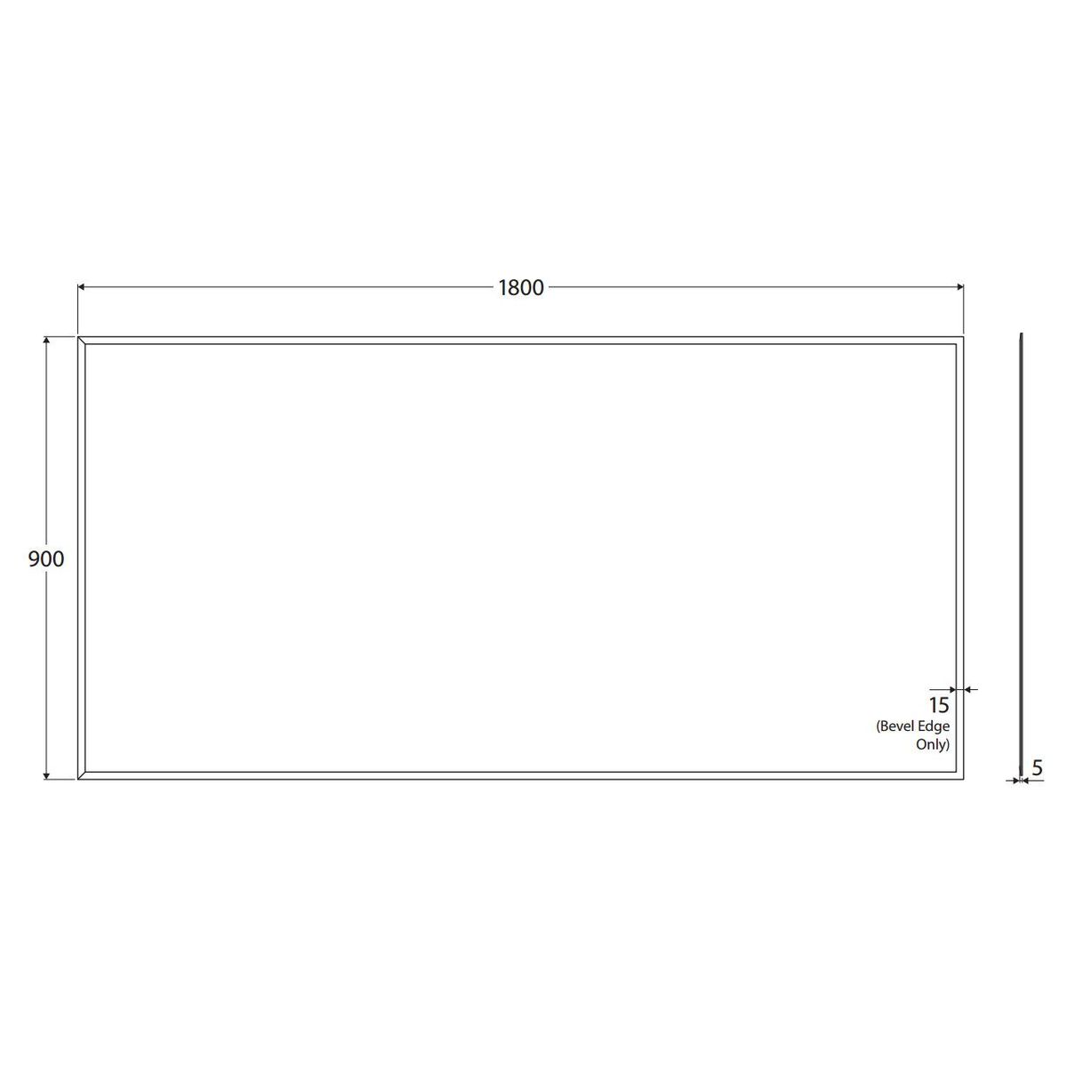 Pencil Edge 1800 x 900mm Rectangular Glue-On Mirror