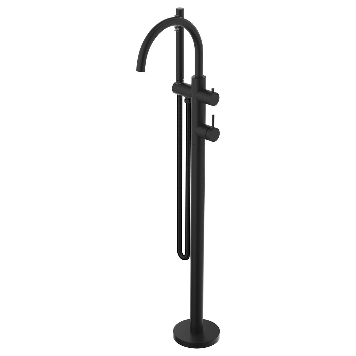 Mica Freestanding Bath Mixer with Hand Shower, Black