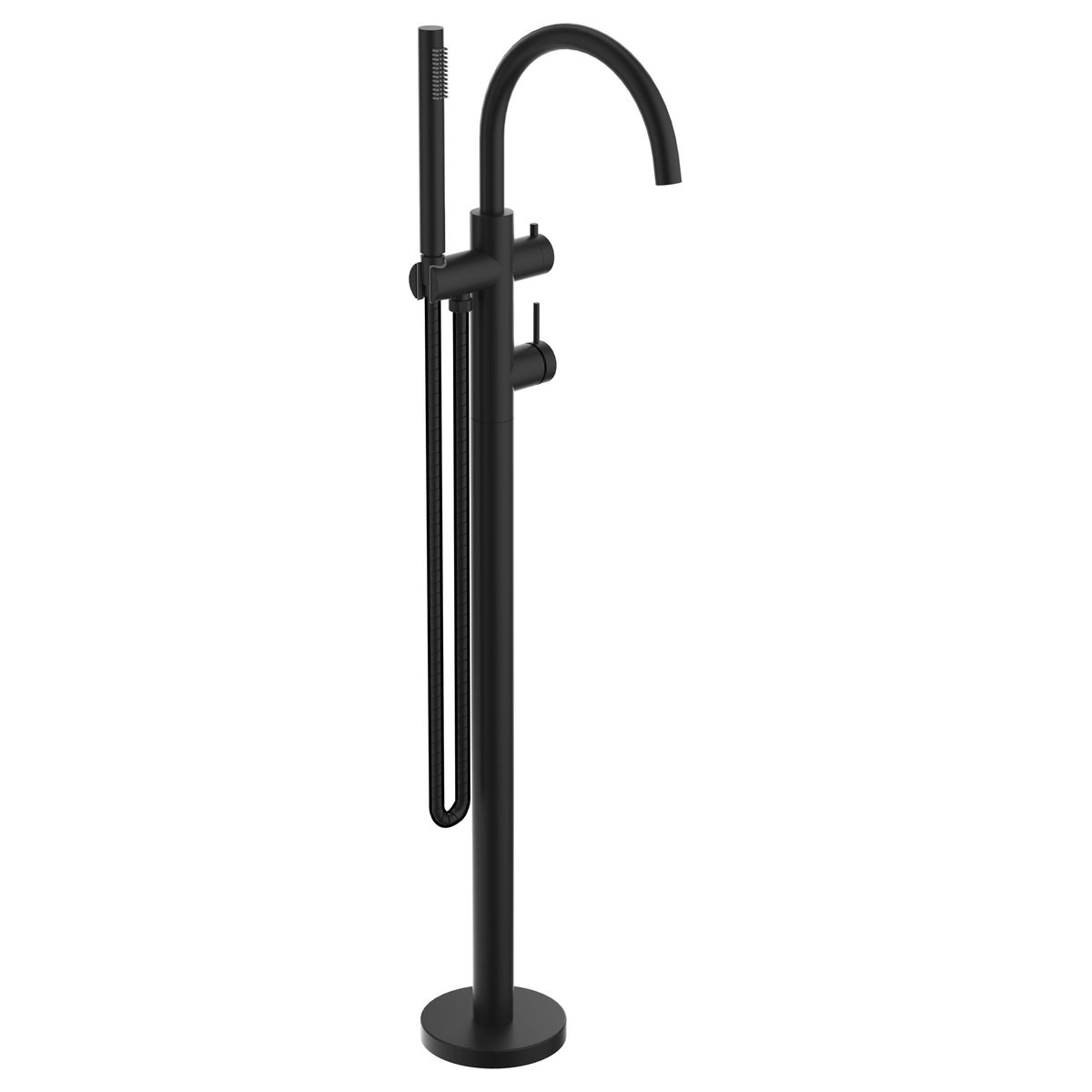 Mica Freestanding Bath Mixer with Hand Shower, Black