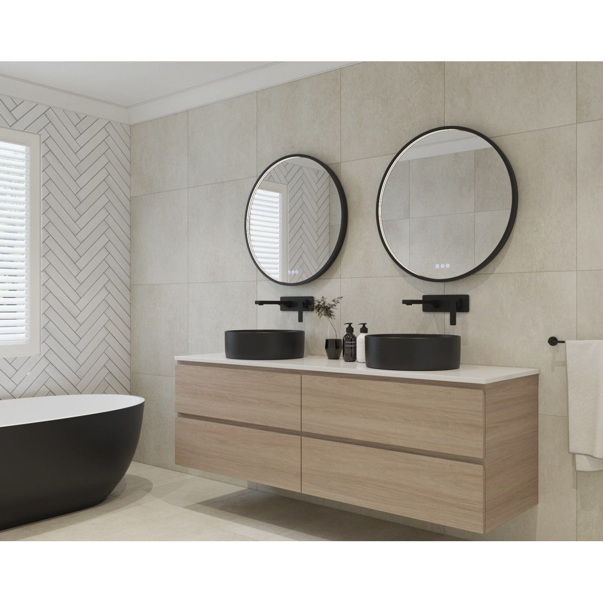 Euro Mirror OLEK - Black - 600mm LED Mirror
