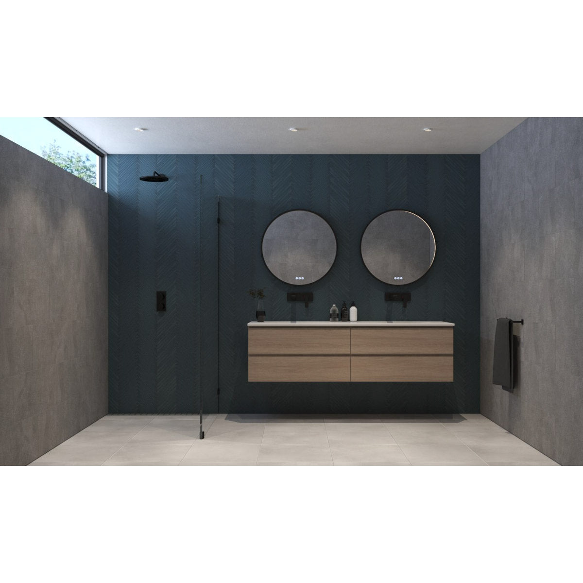 Euro Mirror OLEK - Black - 600mm LED Mirror