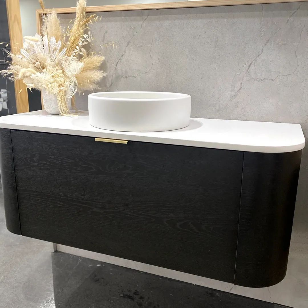 Bondi Black Oak 1200mm Wall Hung Curve Vanity