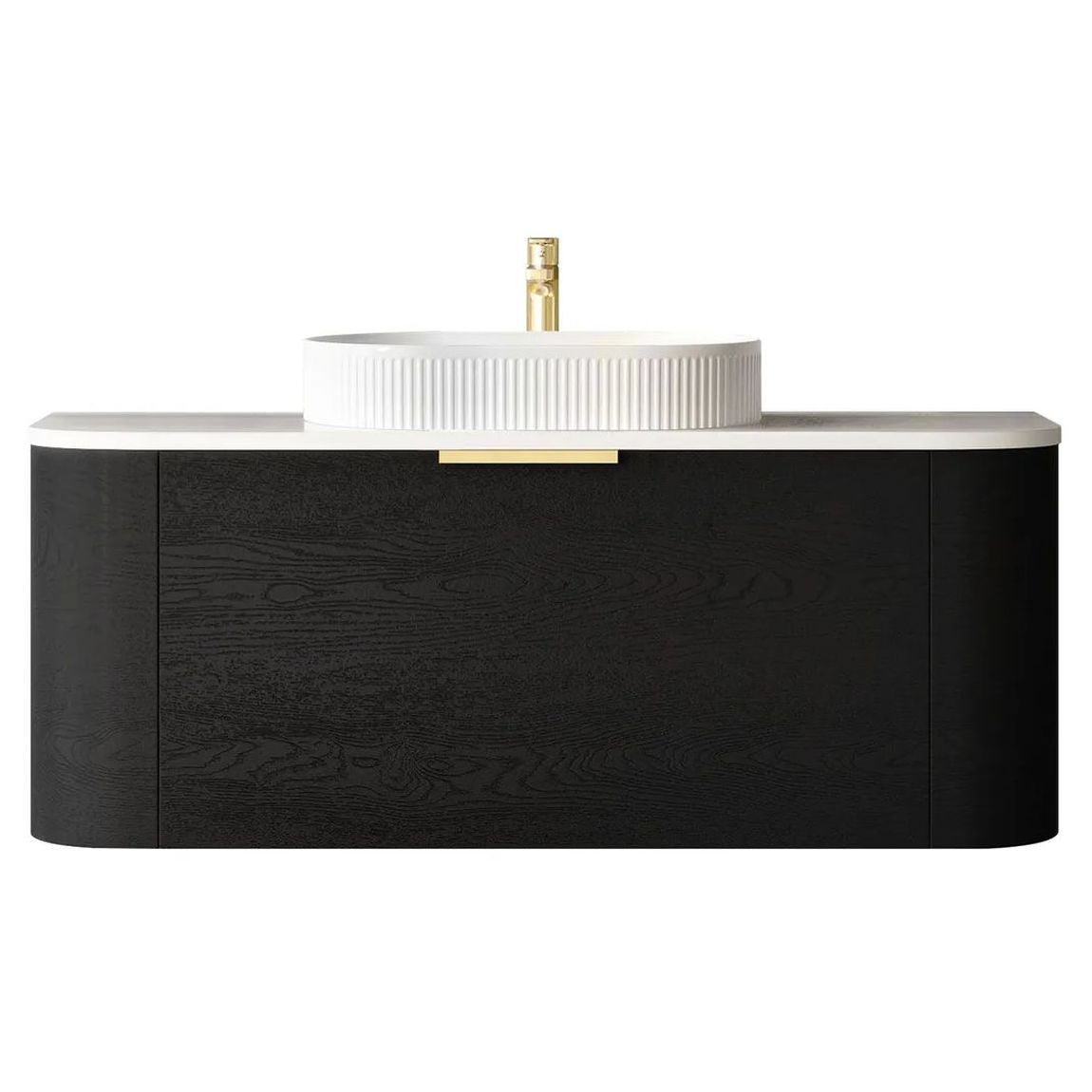 Bondi Black Oak 1200mm Wall Hung Curve Vanity
