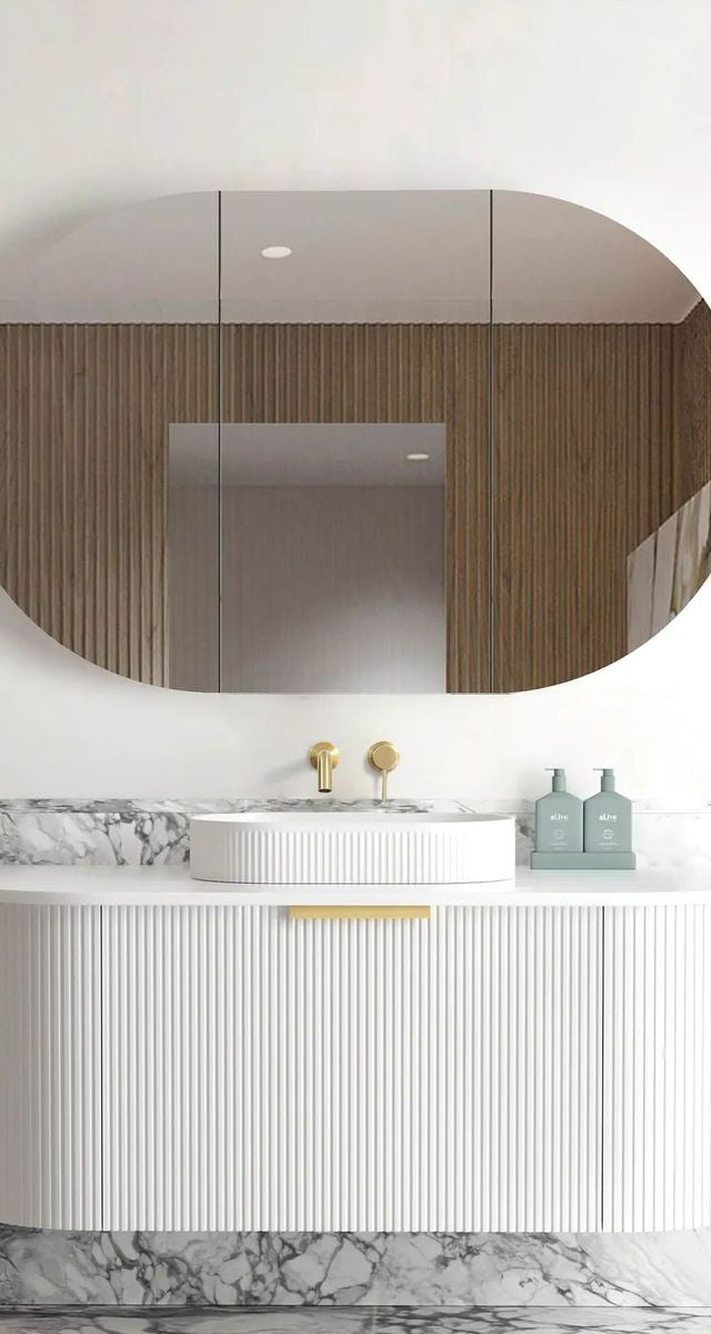 Bondi Satin White 1200mm Fluted Curve Vanity