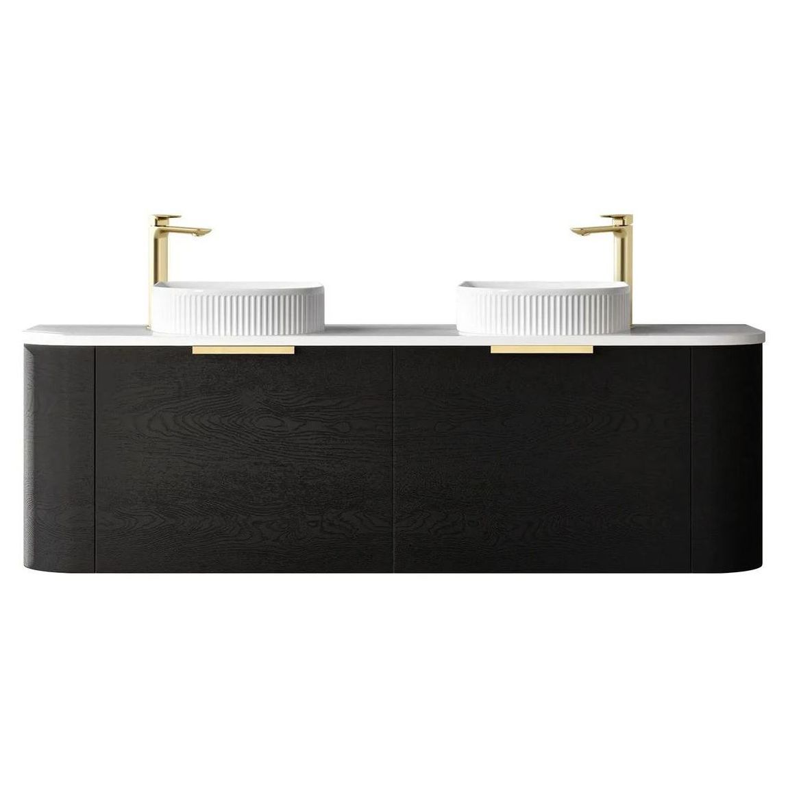 Bondi Black Oak 1500mm Wall Hung Curve Vanity