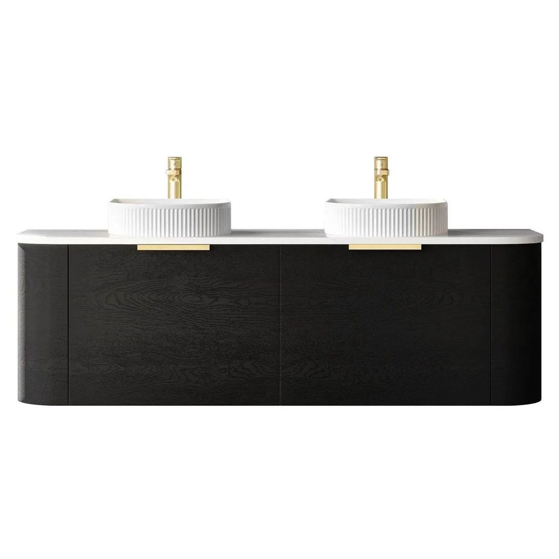 Bondi Black Oak 1500mm Wall Hung Curve Vanity
