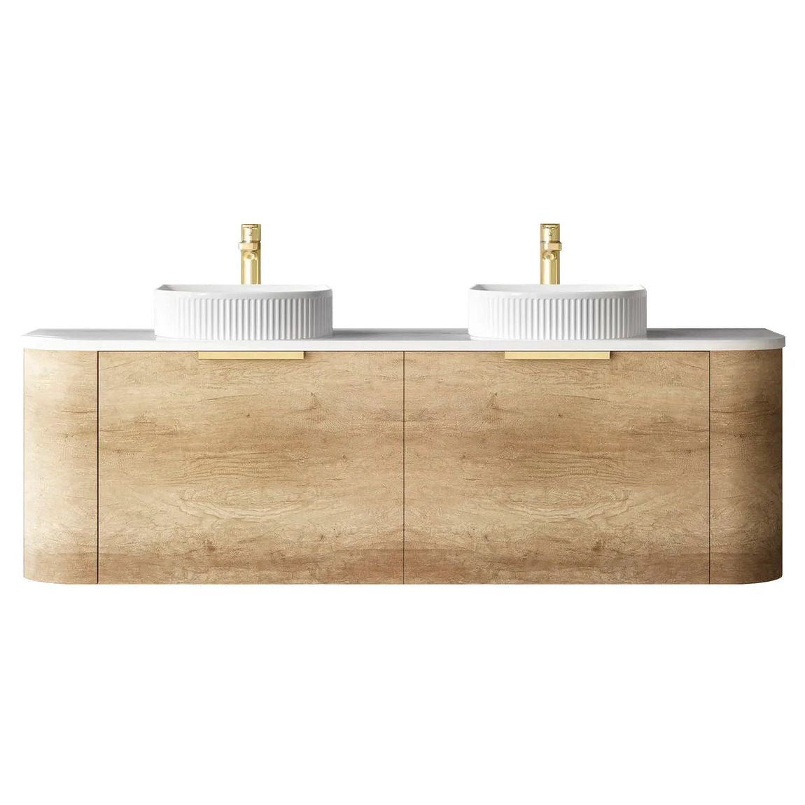 Bondi Natural Oak 1500mm Wall Hung Curve Vanity