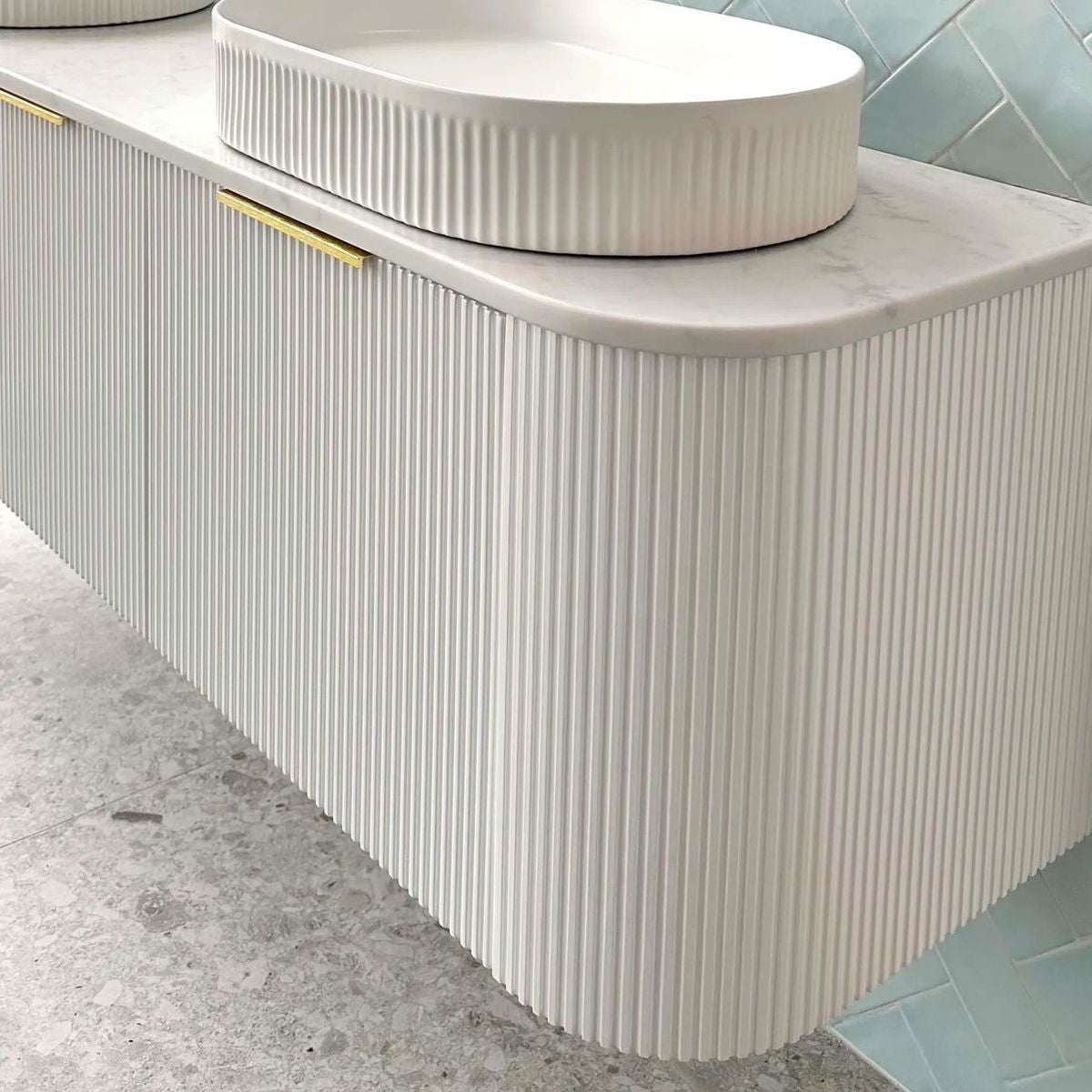 Bondi Satin White 1500mm Fluted Curve Vanity