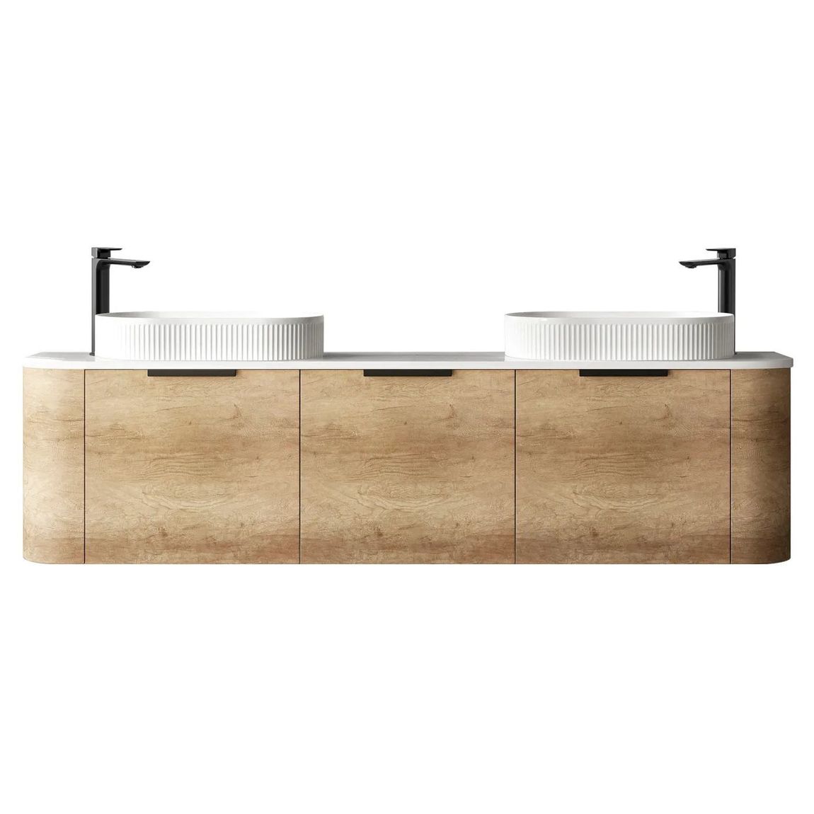 Bondi Natural Oak 1800mm Wall Hung Curve Vanity