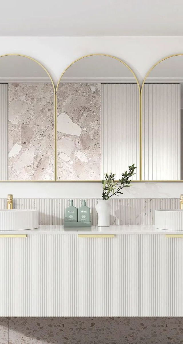 Bondi Satin White 1800mm Fluted Curve Vanity