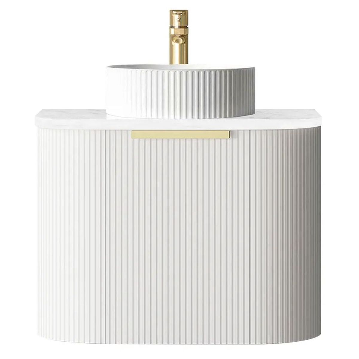 Bondi Satin White 600mm Fluted Curve Vanity