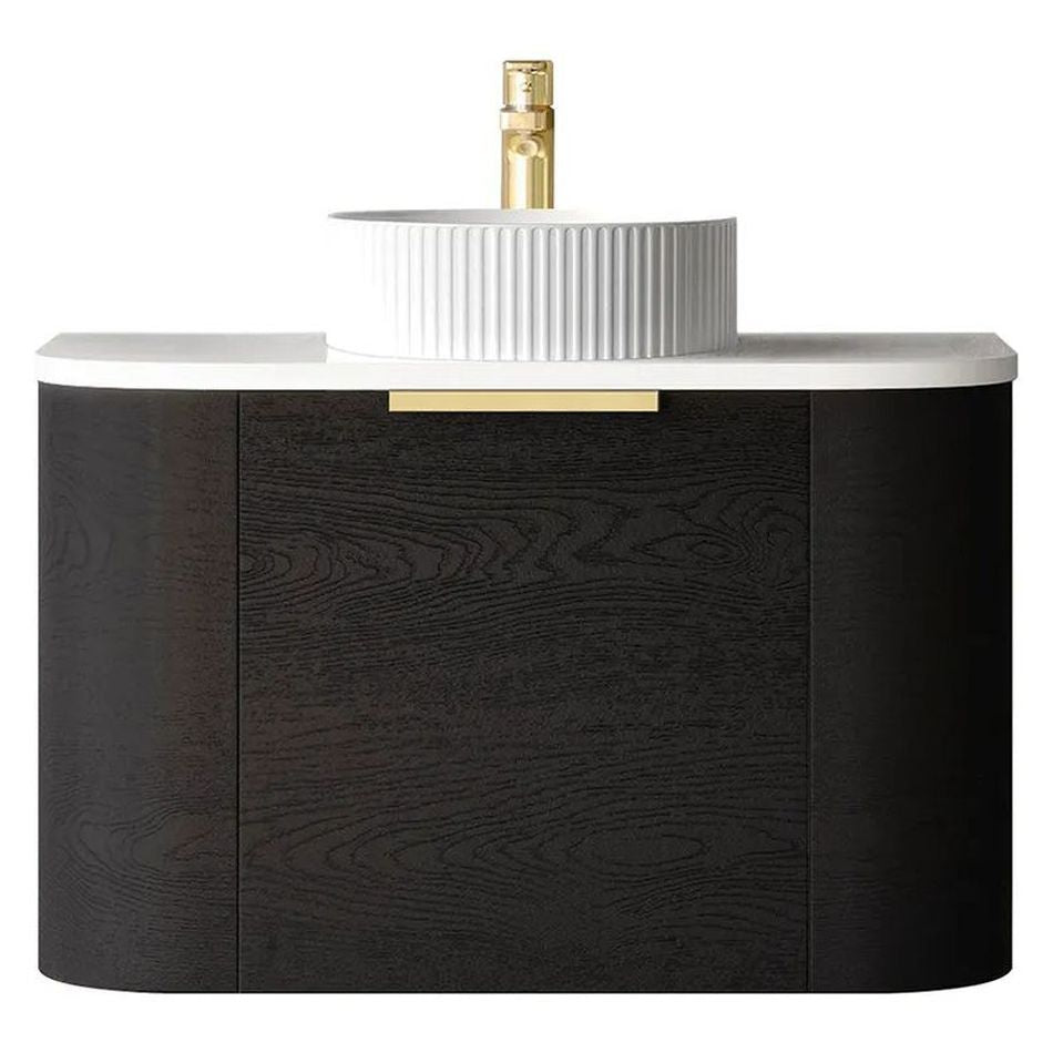 Bondi Black Oak 750mm Wall Hung Curve Vanity