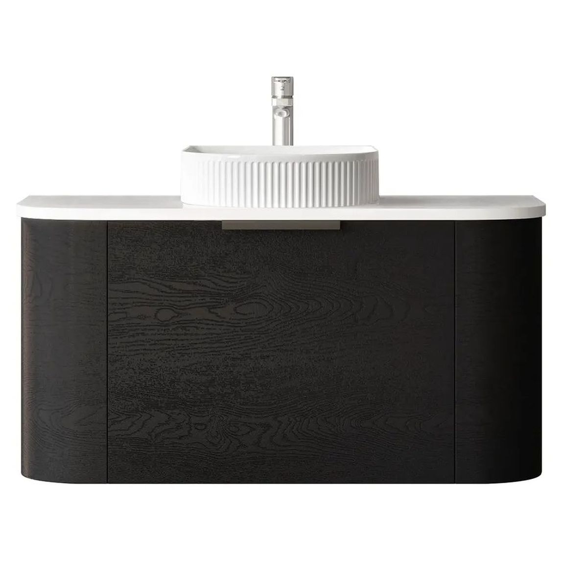 Bondi Black Oak 900mm Wall Hung Curve Vanity