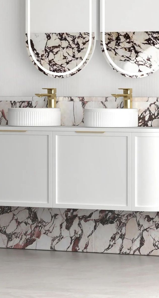 Hampshire 1500mm Satin White Wall Hung Curve Vanity