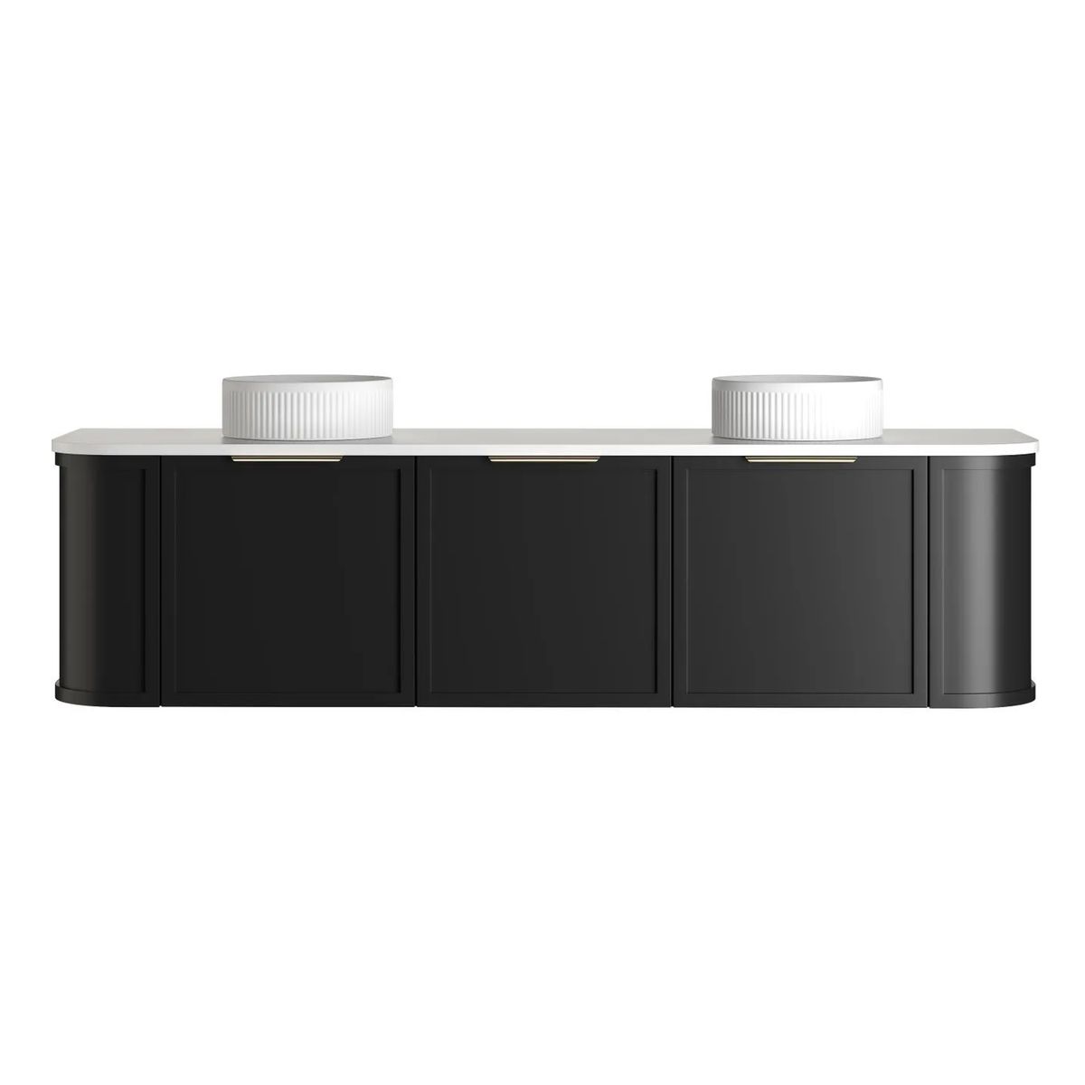 Hampshire 1800mm Satin Black Wall Hung Curve Vanity