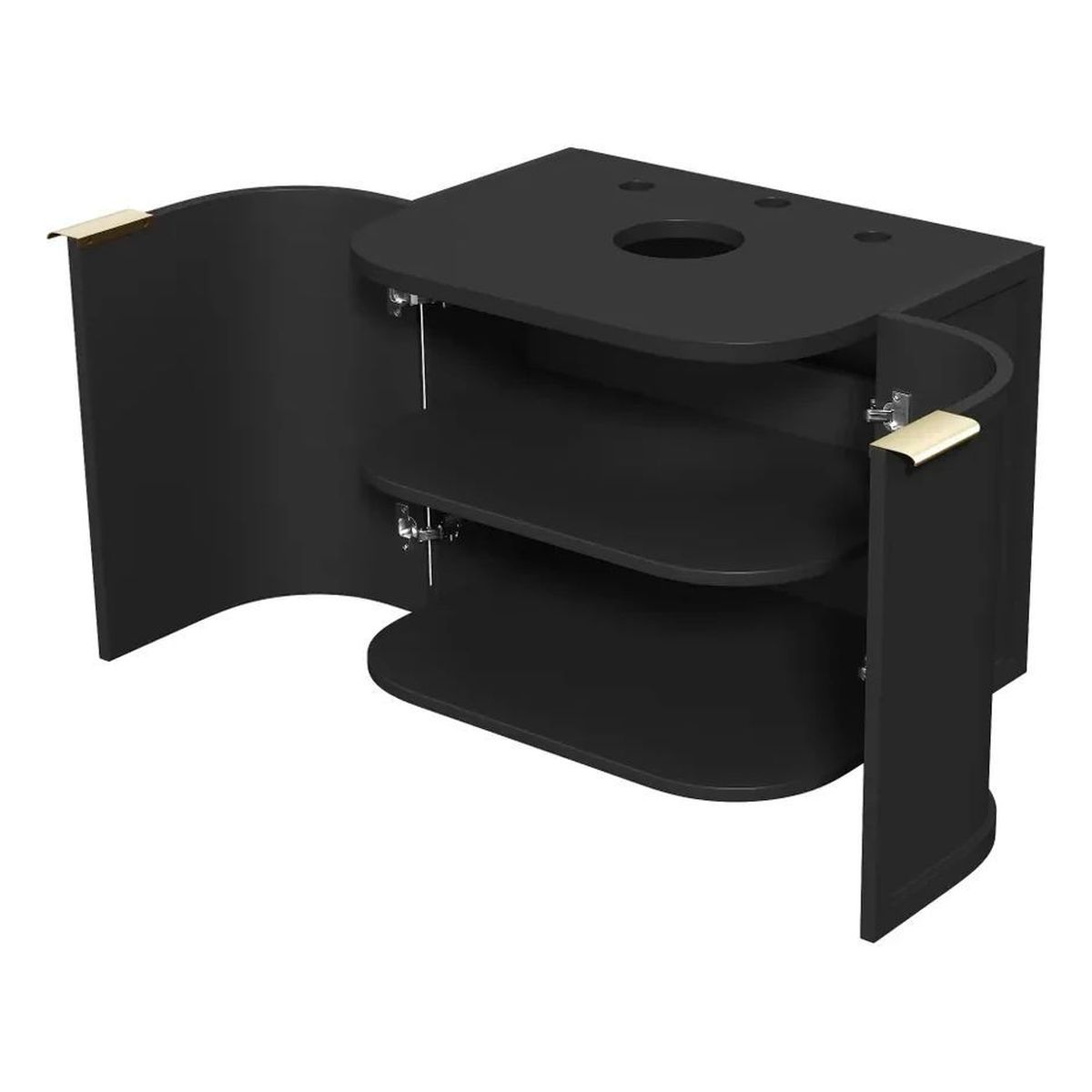 Hampshire 600mm Satin Black Wall Hung Curve Vanity