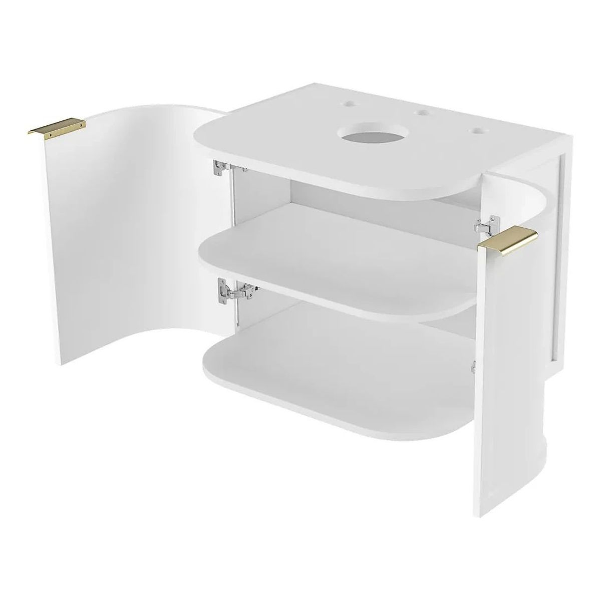 Hampshire 600mm Satin White Wall Hung Curve Vanity