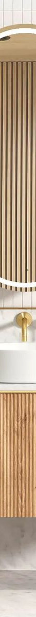 Bondi Woodland Oak 900mm Fluted Curve Vanity