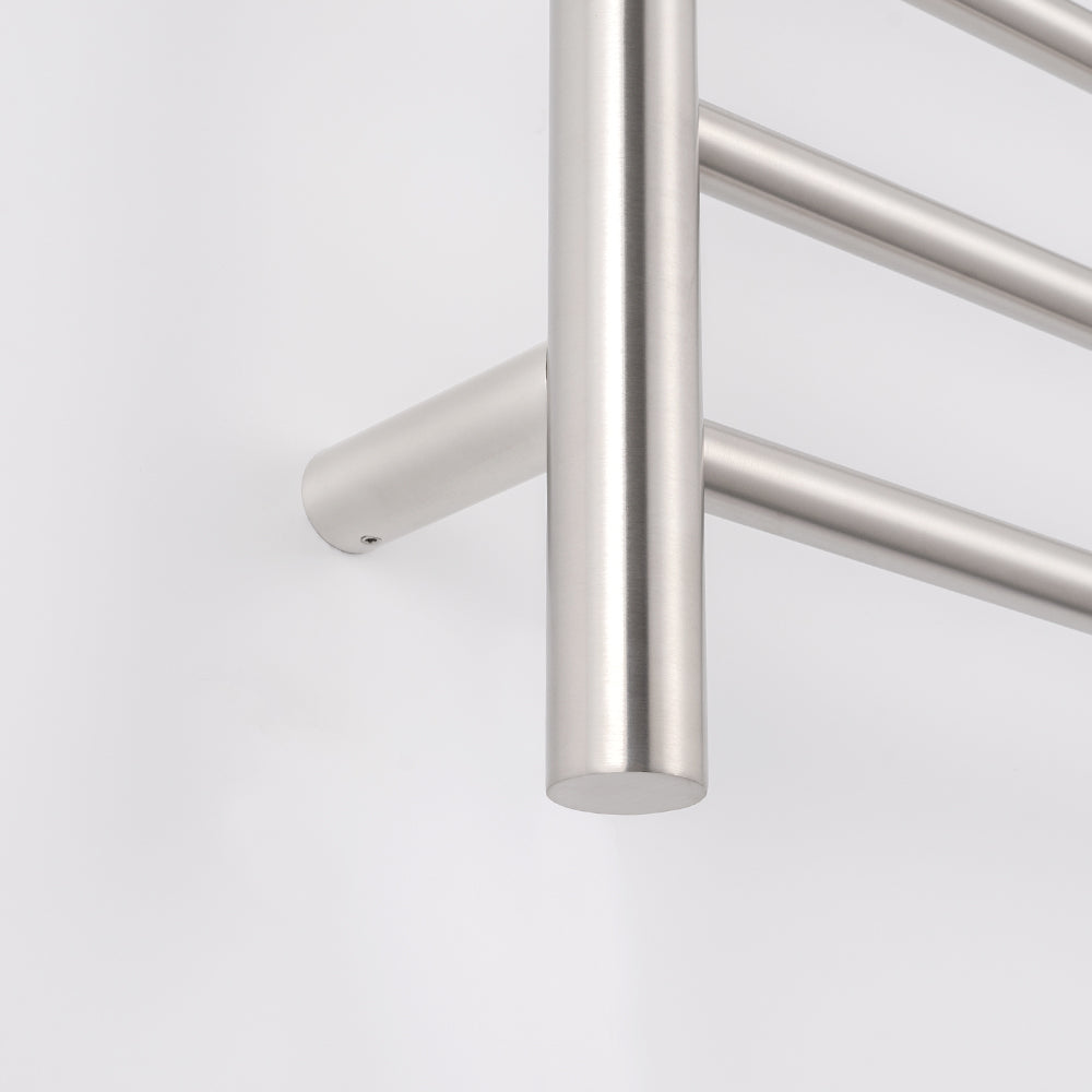 Low Voltage Round Heated Towel Rail 12V-BRU-RTR01LEFT Brushed Satin