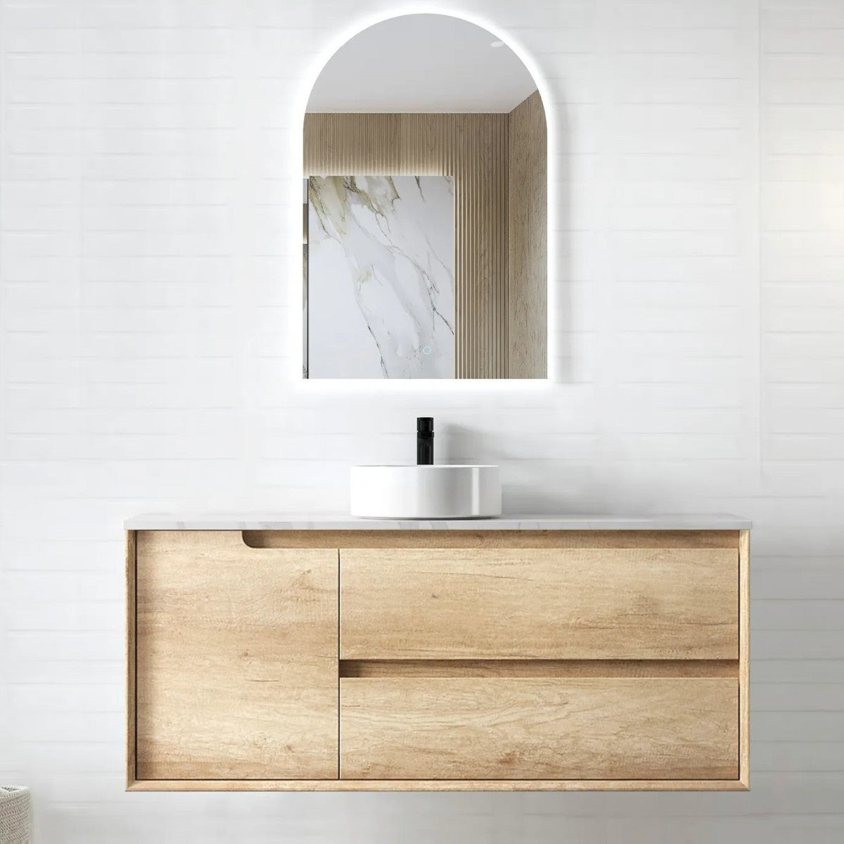 Byron Natural Oak Wall Hung Vanity Cabinet 1200mm