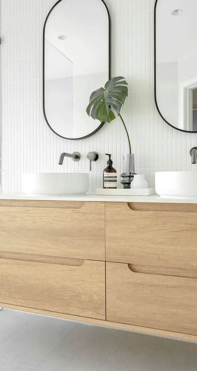 Byron Natural Oak Wall Hung Vanity Cabinet Double Bowl 1500mm