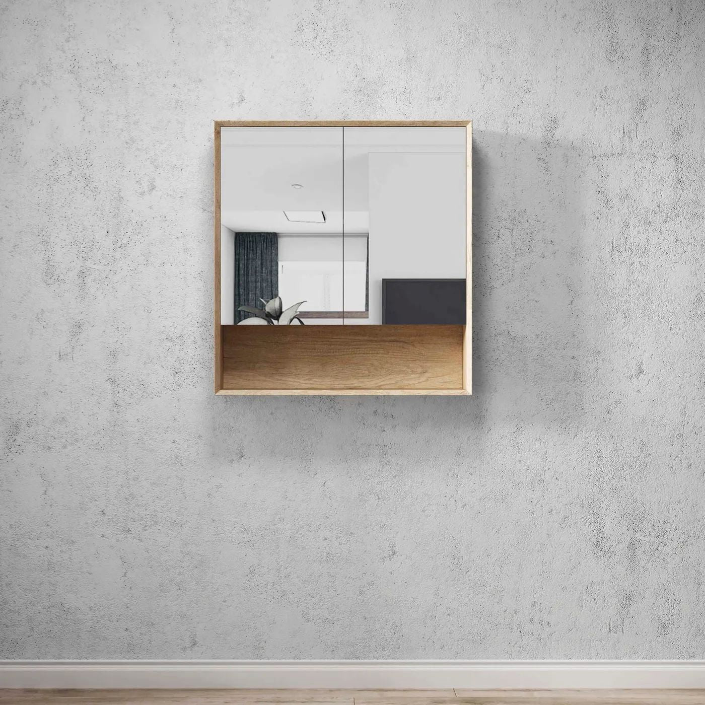 Byron 750 Wall-Hung Shaving Cabinet Natural Oak