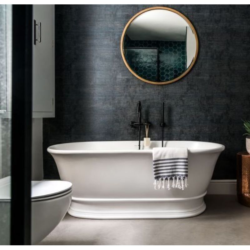 Cambridge 156 x 74 TitanCast Solid Surface Freestanding Bath - Gloss White