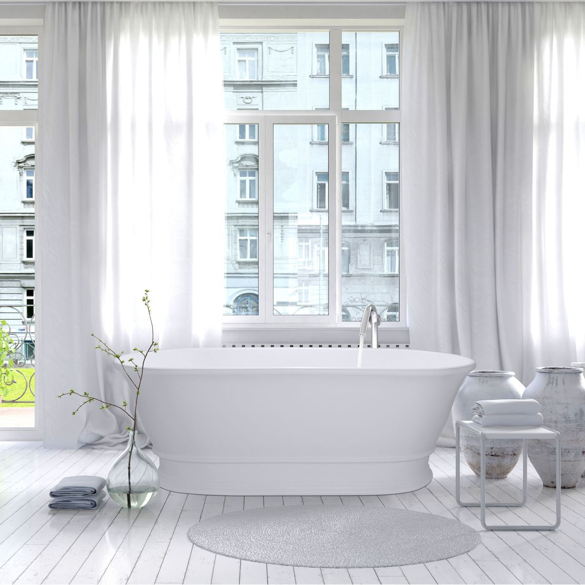 Cambridge 156 Titancast Bath - Satin Silk White
