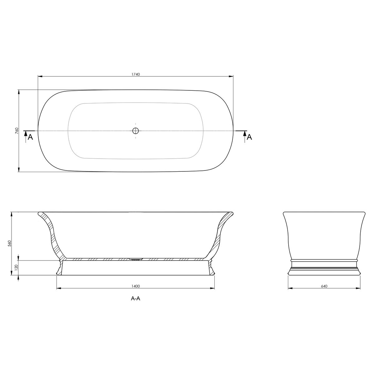 Cambridge 174 Titancast Bath - Powder Grey