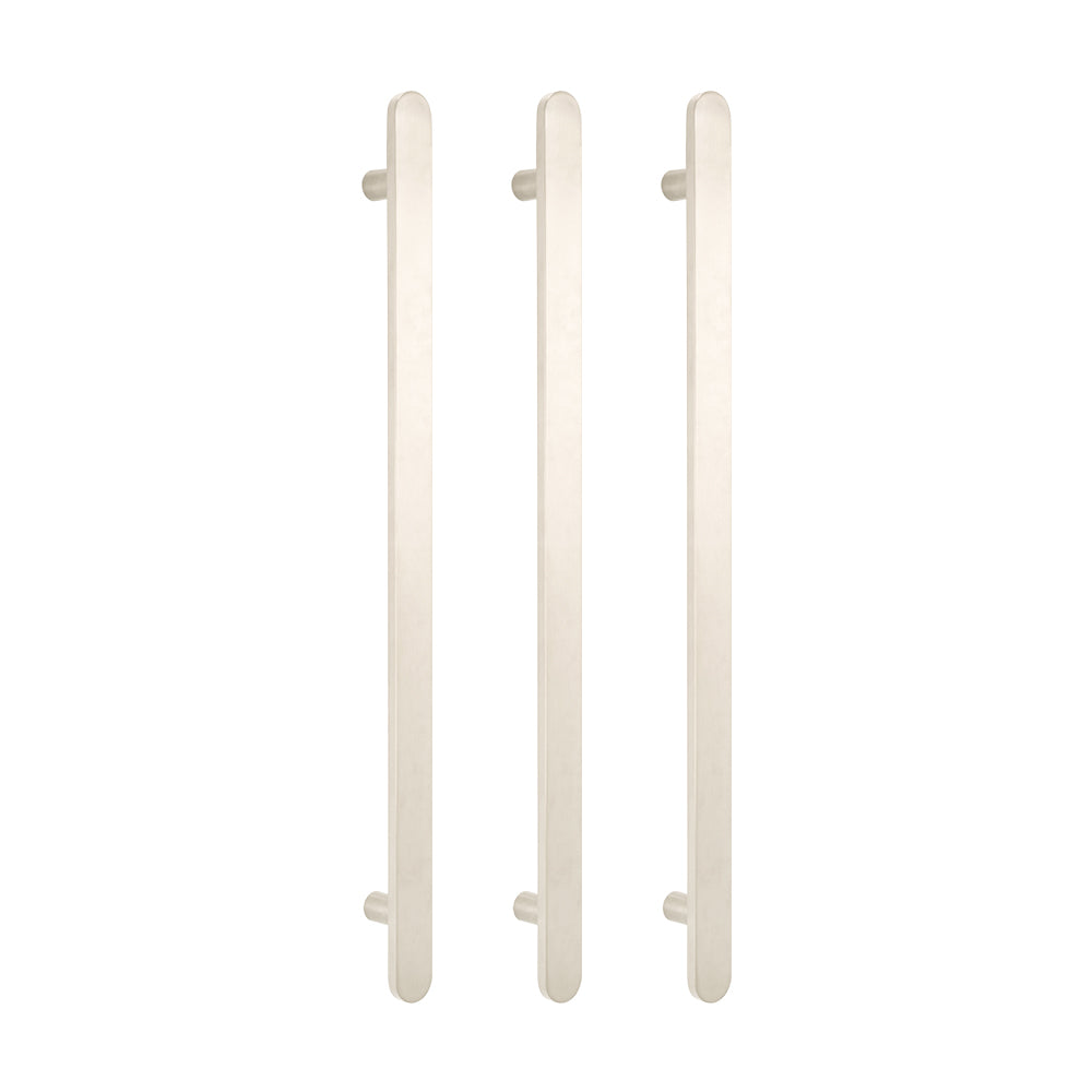 Radiant Heated Vertical Flat Bar Towel Rail 50 x 930mm Cool Brushed Nickel