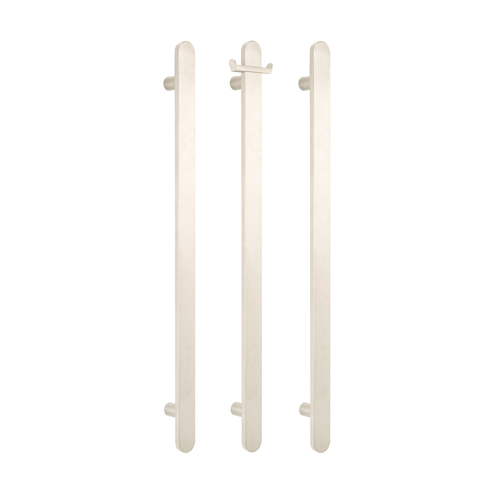 Radiant Heated Vertical Flat Bar Towel Rail 50 x 930mm Cool Brushed Nickel