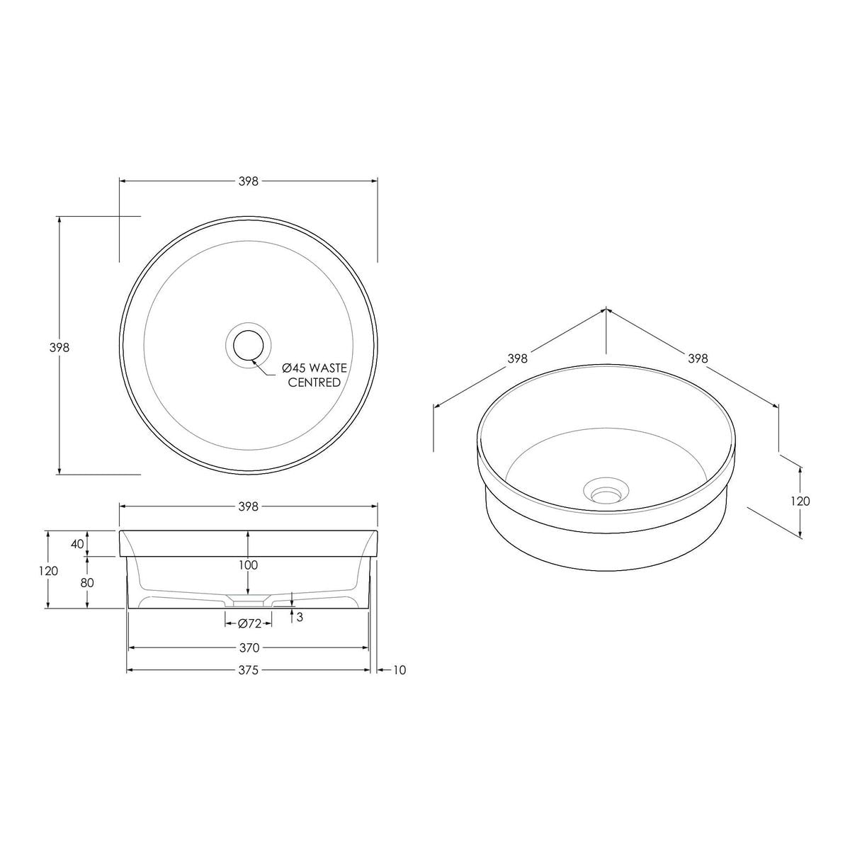 Chandler Semi Inset Basin, Gloss White