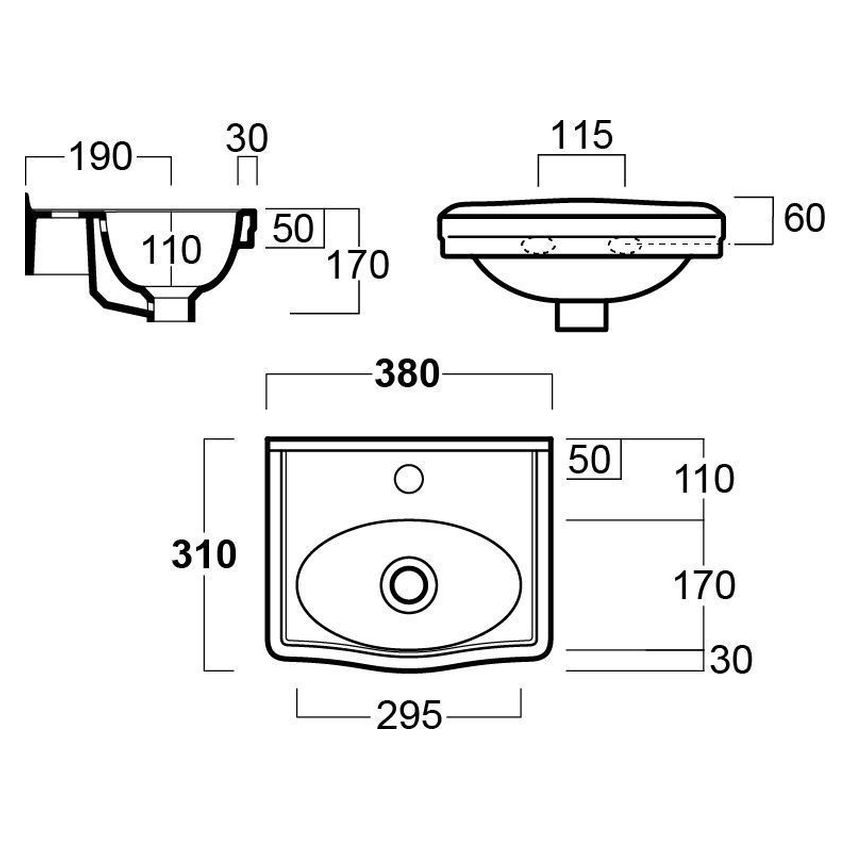 Claremont 38X31 Basin - 1 Taphole