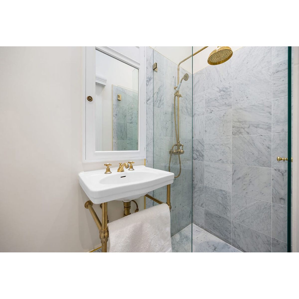 Claremont 58 X 45 Nuovo Basin Stand, Brushed Brass - No Taphole