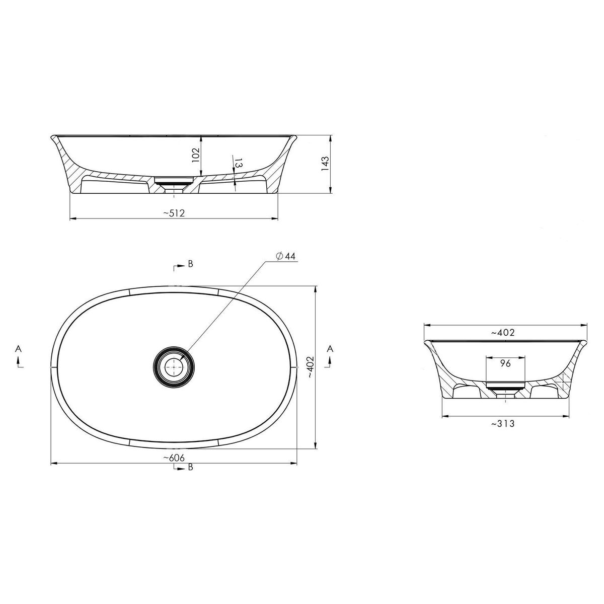 Claremont 60 Magnacast Basin - Matte White