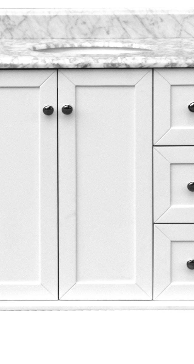 Coventry 90X55 White Vanity With Marble Top & Under Counter Basin - 1 Taphole